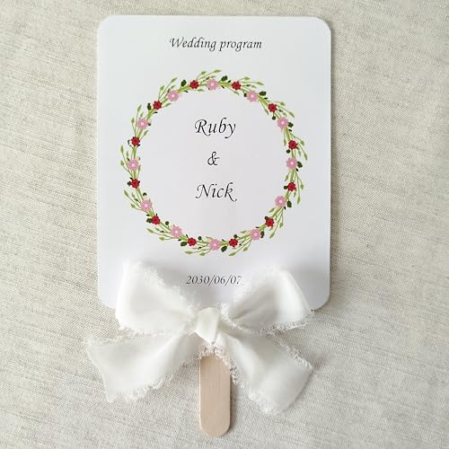Personalisierte Fächer für Hochzeiten, personalisierte Handfächer, Hochzeitsprogramm-Fans, Hochzeitsprogramm, Hochzeitsprogramm-Fan, personalisierbar, Hochzeitsprogramme für Zeremonie, 50 Stück von Generic