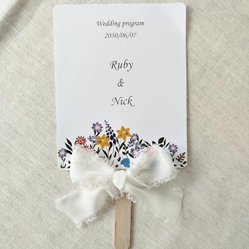 Personalisierte Fächer für Hochzeiten, personalisierte Handfächer, Hochzeitsprogramm-Fans, Hochzeitsprogramm, personalisierbar, Hochzeitsprogramme für Zeremonie, Hochzeitsgeschenke, 50 Stück von Generic
