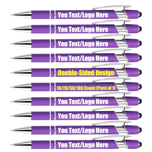 Personalisierte Kugelschreiber, Einziehbare Kugelschreiber, Individuell Gestaltbar Mit Text Und Logo, 10 Farben, Schwarze Tinte von Generic