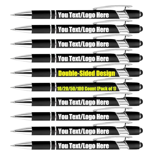 Personalisierte Kugelschreiber, Einziehbare Kugelschreiber, Individuell Gestaltbar Mit Text Und Logo, 10 Farben, Schwarze Tinte von Generic