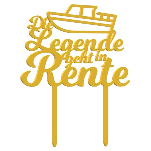 Personalisierter Ruhestand Cake Topper – Farbwahl, Rentner Geschenk, Senioren Partydeko, Rente (Boot, Gold) von Generic