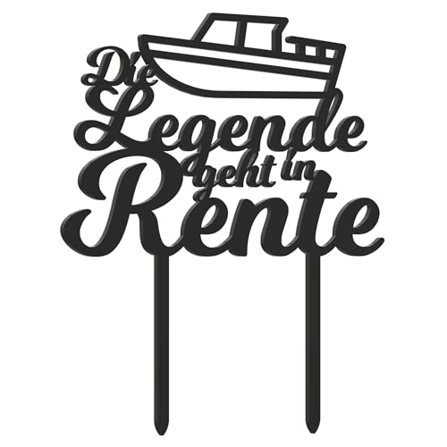 Personalisierter Ruhestand Cake Topper – Farbwahl, Rentner Geschenk, Senioren Partydeko, Rente (Boot, Schwarz) von Generic