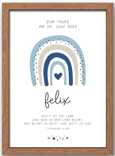 Personalisiertes Poster zur Taufe mit eigenen Namen und Taufspruch Motiv: Regenbogen Blau | Taufposter| Geschenk zur Taufe | Geschenk für Patenkind | Junge - DIN A4, DIN A3, DIN A2 Personalisiertes Poster zur Taufe mit eigenen Namen und Taufspruch Motiv: Regenbogen Blau | Taufposter| Geschenk zur Taufe | Geschenk für Patenkind | Junge - DIN A4, DIN A3, DIN A2 von Generic