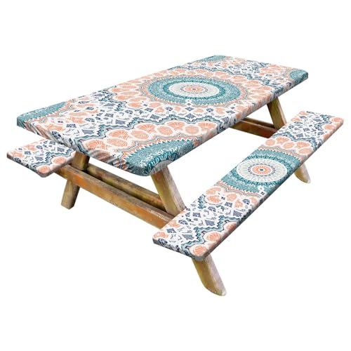 Picknickdecke mit Tischabdeckungen | Camping-Tischdecken mit Gummiband | Picknickdecke mit 6 Füßen mit elastischen Kanten für Zahnräder 72 x 30 Zoll von Generic