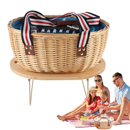 Picknickkorb - Picknickkorb mit Deckel, pastoraler Rattan -Picknickbox | Verbessertes Picknick isolierter Kühlertasche, Campingorganisator tragbarer Camping - im Freien für Paare Familie Picknickkorb - Picknickkorb mit Deckel, pastoraler Rattan -Picknickbox | Verbessertes Picknick isolierter Kühlertasche, Campingorganisator tragbarer Camping - im Freien für Paare Familie von Generic