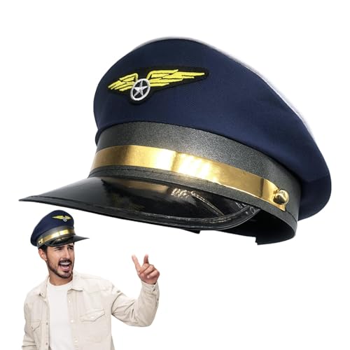 Pilotenmütze - Flugzeughut, Kapitänshut für Fluggesellschaft, Pilotenhut für Erwachsene, Marineblau | Pilotenhut für Party, Thema Fluggesellschaft, Flugzeugkapitän-Hut Pilotenmütze - Flugzeughut, Kapitänshut für Fluggesellschaft, Pilotenhut für Erwachsene, Marineblau | Pilotenhut für Party, Thema Fluggesellschaft, Flugzeugkapitän-Hut von Generic