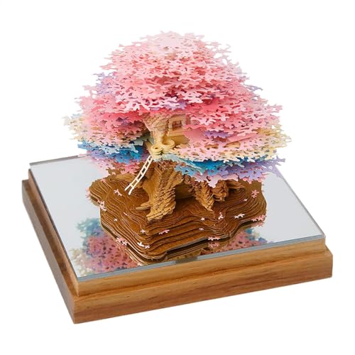 Pink Tree House -Papierschnitzkalender – Abreißkalender 2025, Uhrenkalender 2025 | - -Lebenskalender, Notizblock, Papierschnitzerei, Kunsthandwerk Für Neujahr, Büro/Schule, Desktop-Dekorati von Generic