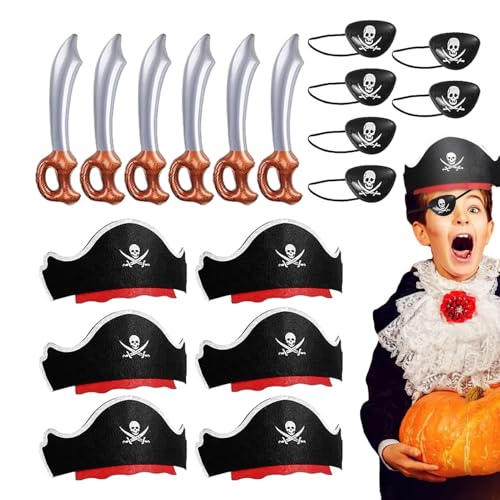 Piratenkostüm Zubehör Set | Cosplay Piraten Party Supplies Set | Halloween Augen-Patches Aufblasbare Schwerter für Cosplay Party Piratenkostüm Zubehör Set | Cosplay Piraten Party Supplies Set | Halloween Augen-Patches Aufblasbare Schwerter für Cosplay Party von Generic