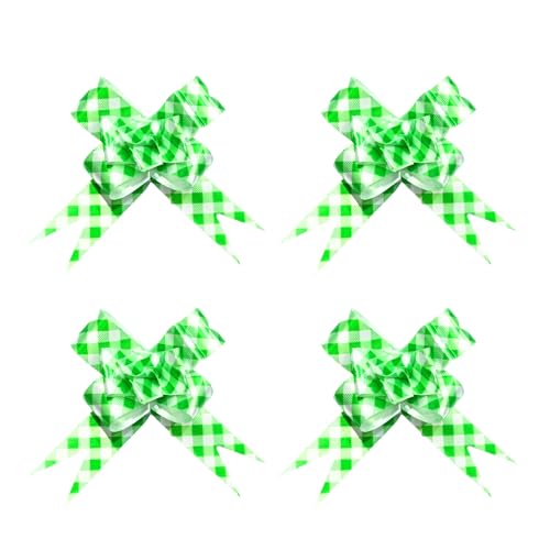 Plaid Pull Bow Ribbon - Set mit 4 grün karierten Geschenkschleifen mit Schwanz für Geschenkverpackungen, Handwerk & Event Decor - Einfach zu bedienen von Generic