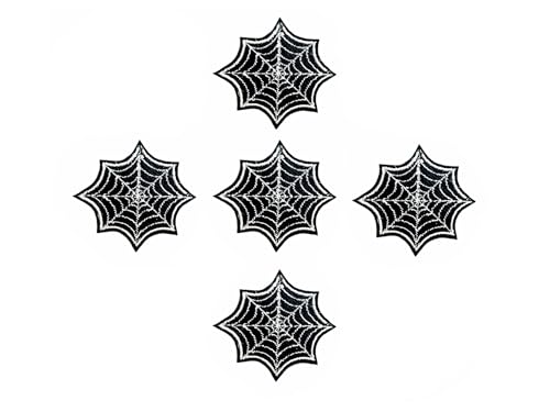 Ploen 5 Stück winzige Mini-Aufnäher Spinnennetz Spiderweb Biker Rider Logo 1 Cartoon Aufbügler bestickte Applikation Badge Schild Patches Kleidung Kostüm von Generic