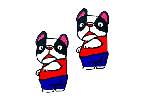 Ploen Mini-Aufnäher mit französischer Bulldogge, niedliches Cartoon-Logo, 1 Flicken zum Aufnähen oder Aufbügeln, bestickte Applikation, Abzeichen, Kleidung, DIY, Kostüm, 2 Stück Ploen Mini-Aufnäher mit französischer Bulldogge, niedliches Cartoon-Logo, 1 Flicken zum Aufnähen oder Aufbügeln, bestickte Applikation, Abzeichen, Kleidung, DIY, Kostüm, 2 Stück von Generic