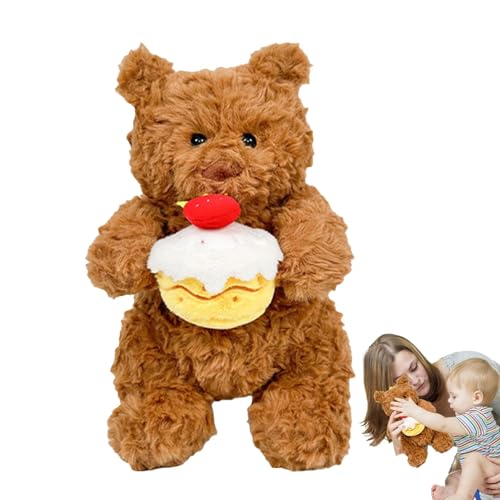Plüschbär - Bär gefüllte Puppe, halten Sie den Kuchen Plüsch | Kuschelig weiches -Plüschtier, entzückender flauschiger Begleiter, Kuscheltier für Kinder, Plüschstoff von Generic