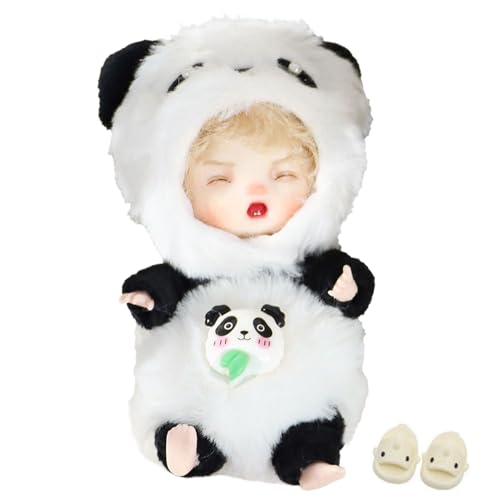 Plüschpuppen, niedliche realistische Puppe, Reborn-Spielzeug, kleine Puppe mit abnehmbarer Panda-Kleidung, echte Puppen für Kinder von Generic