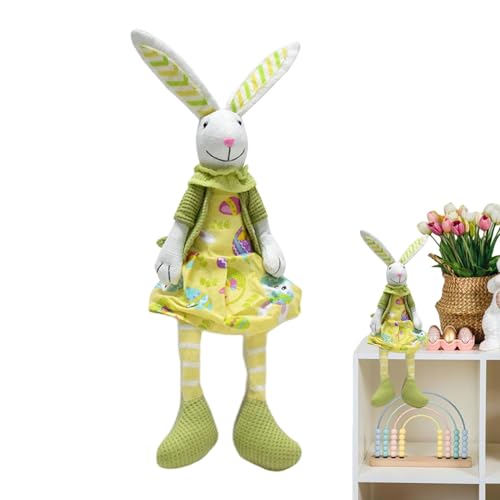 Plüschtier des Osterhasen, Osterhasenpuppe, niedlicher Osterhase mit langen Beinen, Tischdekoration aus Stoff, gefüllt mit Ostern, handgefertigt von Generic