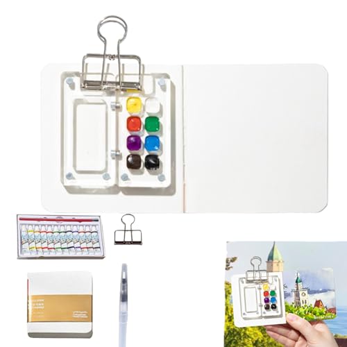 PocketArtist Travel Set, PocketArtist Watercolor Travel Set, Paint Palette Travel Kit, Veralea Watercolor Travel Set, Mini Portable Wooden/Acrylic Grid Paint Box Palette Set (Acrylic,8 Gride) von Generic