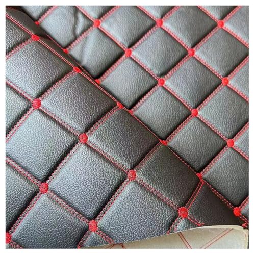 Polsterstoff Gesteppt Kaschiert Leder Polsterstoff Gestepptes Leder Stoff Kunstleder Gesteppt 3.0mm Stoff 1,6m Breit - Für Polsterarbeiten, Auto, Kissen(Black (red line)2,1.6x7m) von Generic