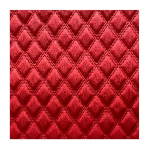Polsterstoff PU Kunstleder Quader-Stepp - Meterware, Schwarz - Für Polsterarbeiten, Auto, Kissen Uvm(Red,1.55X9m) von Generic