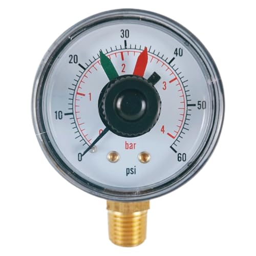 Poolfilterdruckmessgerät – Wasserstand aus Edelstahl, robuste Anzeige | 2 Zoll 0-60 PSI Langzeit-Cadrail mit Leckfunktion, Präzisionsmesser für das Team von Generic