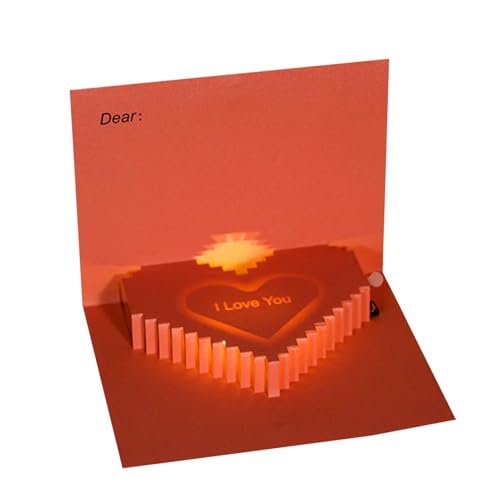Pop Up Hochzeitskarte mit LED-Beleuchtung mit Liebesherz - Schreibtischdekoration aus Papier mit Liebesbriefen, einzigartige Klappkarten für den Urlaub von Generic