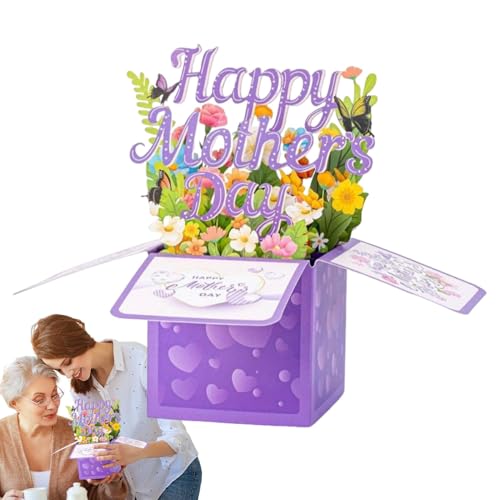Pop-Up-Karte für Muttertag, Muttertag, Pop-Up-Blumenkarte mit Umschlag, Dankbarkeitsausdruck, blanko, saisonale Dekoration, Souvenir für Nachttisch, Wohnzimmer von Generic