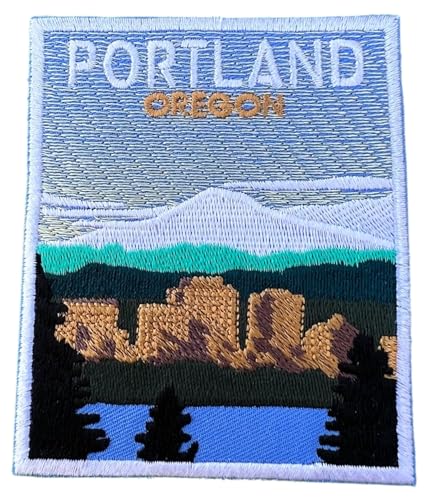 Portland Oregon Patch (8,9 cm) bestickter Aufnäher zum Aufbügeln oder Aufnähen, Reise-Souvenir, USA, Urlaub, Emblem, Rose, Stadt, Urlaub, Geschenk, Patches von Generic