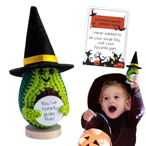 Positive Bestätigungspuppe, niedliche positive Strickpuppen, Avocado-Puppe, lustige handgemachte Häkelpuppe, niedliche gewebte Puppe mit emotionaler Unterstützung mit positiver Karte zum Geburtstag von Generic