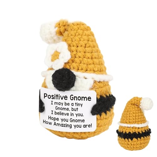 Positive Gnome-Häkelnadel, gestrickte Zwerge – Ornament mit positivem Häkeln, Dekoration für Büro zu Hause, Emotionale Unterstützung, 9 cm, für Zuhause, Schlafzimmer von Generic