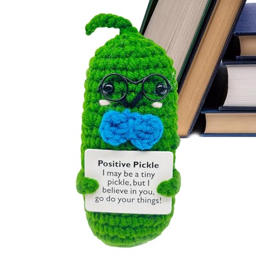 Positive Gurkenpuppe, positive Gurken-Puppe, niedliche gestrickte Gurkenpuppen, Spielzeug für Gurken, gehäkelte Gurken, emotionale Unterstützung für Frauen von Generic