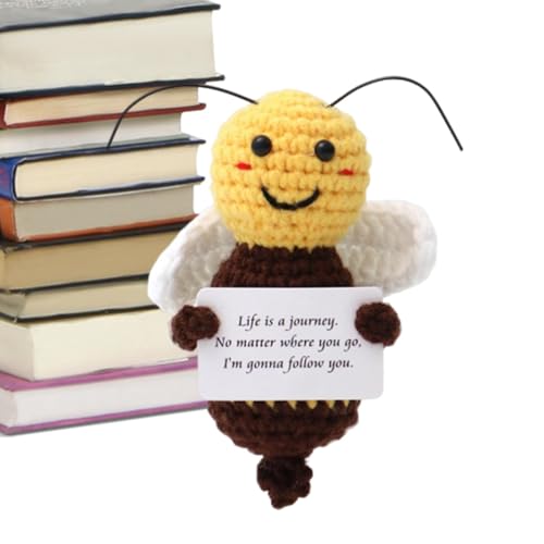 Positive Häkelbiene, lustige gehäkelte -Puppen, emotionaler Bienenfreund, handgefertigt – Strickspielzeug aus weicher Wolle, Dekoration, Förderung für Männer, Fee von Generic