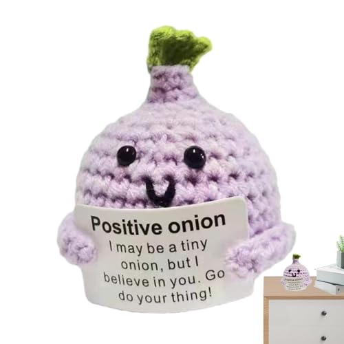 Positive Häkelpuppe – positive Häkelfrucht, Plüschspielzeug zur emotionalen Unterstützung | Zwiebel Blaubeere animiert gestrickte Puppe mit Cartoon-Muster, lustiger süßer Jug von Generic