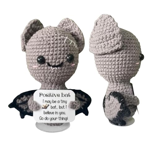 Positive Strickpuppe, lustig – in der Tasche mit Strickpuppe, lustige mit Fledermaus-Tasche, positiv für Kinder, Erwachsene, Männer, Frauen, Freunde von Generic