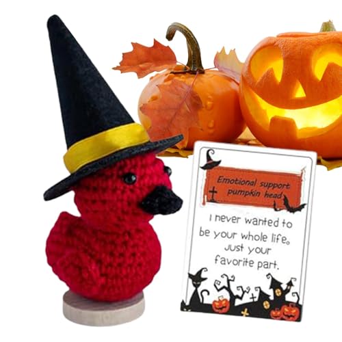 Positive Strickpuppe, positive Bestätigungspuppe, Halloween-Kürbiskopfpuppe, lustige Häkelpuppe mit Karte, niedliche Partydekoration, um Ihre Gesellschaft zu ermutigen von Generic