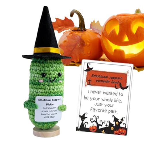 Positive gehäkelte Puppen, positive Puppe, Ornament für Ananas-Puppe | Lustige, handgefertigte Häkelpuppe mit emotionaler Unterstützung, Strickpuppe mit positiver Karte von Generic