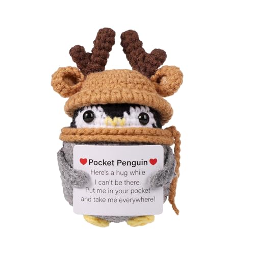 Positivitätspuppe Häkeln -Puppe Positivity Puppe, mit gelber Mütze |. Lustige Strickpuppe mit Positivitätskarte, kleine ermutigende Puppe von Generic