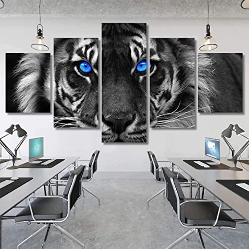 Poster,5 Teilig Leinwanddrucke Leinwand Stück Kunstdruck Modern Wand Aufhängen Home Dekoration Moderne Gemälde Hd Panel Schwarz-Weiß-Tiger Xxl/200 X 100 Cm Wohnzimmer Schlafzimmer Büro Hotel Wandkuns Poster,5 Teilig Leinwanddrucke Leinwand Stück Kunstdruck Modern Wand Aufhängen Home Dekoration Moderne Gemälde Hd Panel Schwarz-Weiß-Tiger Xxl/200 X 100 Cm Wohnzimmer Schlafzimmer Büro Hotel Wandkuns von Generic