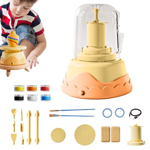 Pottery Kit Beginners - Töpferräder Set mit lufttrockenem Ton Set, kleines Haus-Töpferhaus | Handtrockener Ton Kit, Wickeln Sie N Teilen Sie eine Mini-Töpferei von Generic