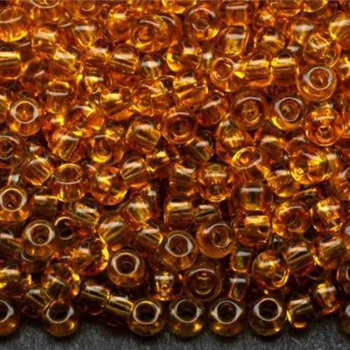 Preciosa 10050 Tschechische Glasperlen, Rocailles, transparent, gelb, Perlengröße 2,3 mm, 900 Stück, 10 g, 10/0 von Generic