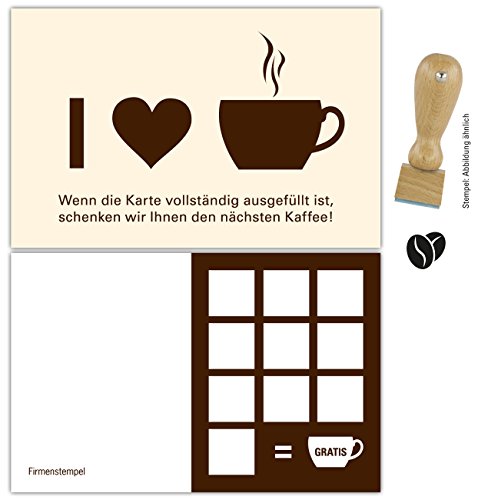 Premium Kaffee Bonuskarten 250 Stk. inkl. Stempel mit 10 Stempelfeldern. Treuekarten passend für Bereiche wie Gastronomie, Restaurant, Weinhandel, Getränkehandel, Freizeit, Gaststätte Bäckerei von Generic