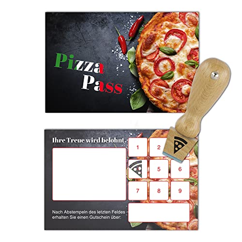 Premium Pizza Pasta Bonuskarten 500 Stk. mit 10 Stempelfeldern und Stempel Pizzastück Treuekarten passend für Bereiche wie Gastronomie, Restaurant von Generic
