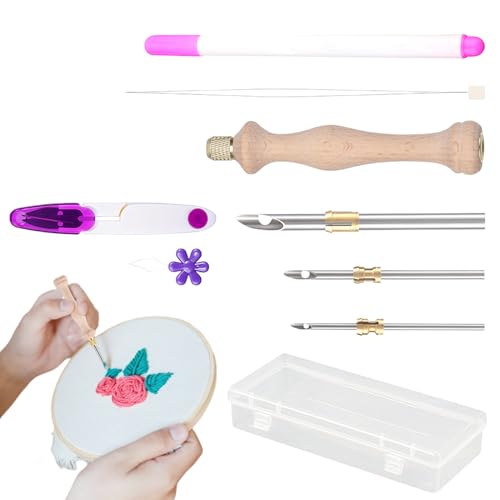 Punsch Nadel Werkzeug, Punsch Nadel Set - Nadelstanzer Gewinde Set | Stickwerkzeug Set in der OsterCraft Aufbewahrungsbox für Anfänger von Generic