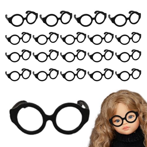 Puppenbrille,Minibrille für Puppen, Linsenlose Puppen-Anziehbrille, Puppenbrillen, 20 kleine Brillen für 7–12 Zoll große Puppen, Puppenkostüm-Zubehör von Generic