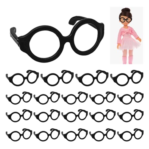 Puppenbrille,Minibrille für Puppen - Linsenlose Puppenbrille | Puppenbrillen, 20 kleine Brillen für 7–12 Zoll große Puppen, Puppenkostüm-Zubehör von Generic