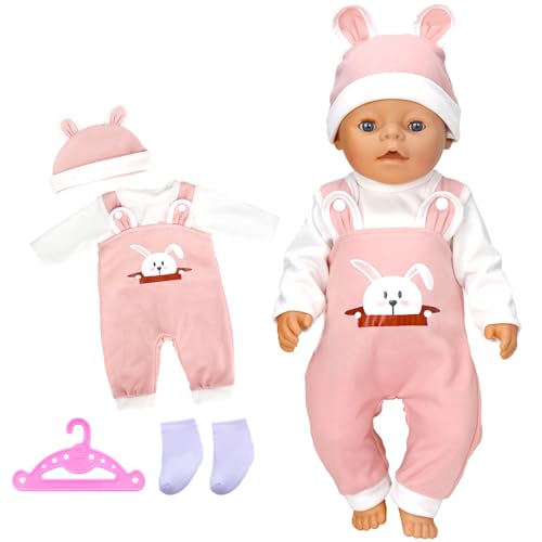 Puppenkleidung 35-43 cm, Puppenkleidung für Babypuppen Enthält EIN Kleid, eine Kleidung Bekleidung Outfits und Mütze, Socken und Verbinden für Baby Puppen 14-18Inch(Rosa) von Generic