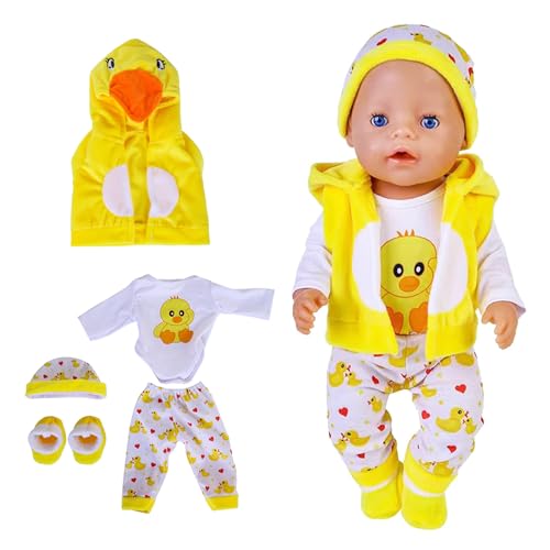 Puppenkleidung 35-43 cm, Puppenkleidung für Babypuppen Enthält EIN Kleid, eine Kleidung Bekleidung und Hosen, Westen und Der Hut Schuhe für Baby Puppen 14-18Inch(Gelb) von Generic