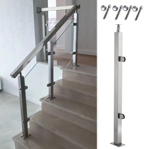 Quadratischer Glasgeländerpfosten mit Klemme für Balustraden, End-/Eck-/Mittelpfostenklemmen für Treppenglasgeländer aus Edelstahl 304, modernes Glasplattformgeländersystem für den Innenbere Quadratischer Glasgeländerpfosten mit Klemme für Balustraden, End-/Eck-/Mittelpfostenklemmen für Treppenglasgeländer aus Edelstahl 304, modernes Glasplattformgeländersystem für den Innenbere von Generic
