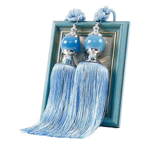 Raffhalter für Vorhänge, Seil, 1 Paar, mit Quaste, traditionelle Raffhalter, dekoratives Vorhangzubehör (hellblau) von Generic