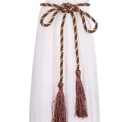 Raffhalter für Vorhänge, Seil, 2/6/10 Stück, Quasten-Vorhang-Bindeseil, Raffhalter für Vorhänge (braun, 6 Stück) von Generic