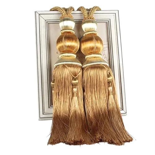 Raffhalter für Vorhänge, Seil, 2 Stück, Seil-Vorhang-Raffhalter, hängende Quaste, Raffhalter für Vorhangzubehör, Perlenkugel, Perlenquaste, hängende Kugel (Gold) von Generic