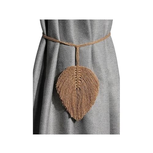 Raffhalter für Vorhänge, Seil, Vorhanggurte, Raffhalter mit Blattmotiv, handgewebte Baumwollquaste, dekorative Accessoires für das Wohnzimmer (braunes Seil, 116 cm) von Generic