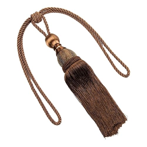 Raffhalter für Vorhänge, Seil, Vorhangquasten, Raffhalter, mehrfarbige Quasten, Vorhangbinder, Draht, hängende Kugel, Polyestergarn (Dunkelkaffee) von Generic